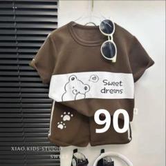 キッズ Tシャツ パンツ 上下セット ブラウン おしゃれ かわいい 90 新品