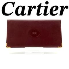 カルティエ 札入れ 二つ折り札入れ マストライン レザー ボルドー 70708