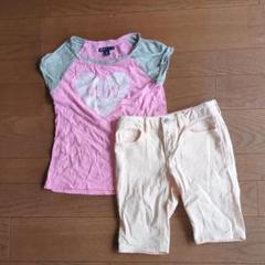 GAP/ギャップ★ピンク系カットソー＆ショートジーンズセットアップ　130cm