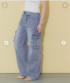 coca コカ デニムパンツ カーゴパンツ ウエスト折り返し ブルー