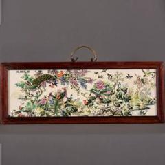 パステル花鳥陶板画 百鳥朝鳳 応接間 玄関 茶室 書斎 装飾品 工芸品 置物 パステル花鳥陶板画 百鳥朝鳳 応接間 玄関 茶室 書斎 装飾品