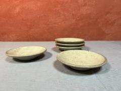 【丹波立杭焼】「炎」丹久 清水久夫作 平皿 5枚セット 白 クリーム 陶器 陶芸 丹波立杭焼】「炎」丹久 清水久夫作 平皿 5枚セット 白 クリーム