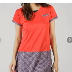 prince レディース テニス ワンピース　Tシャツ　赤　チェック柄　L