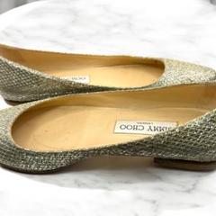 【極美品】JIMMY CHOO グリッター ラメ パンプス ゴールド 35.5 Platinum Ice ダスティグリッター・ポインテッド トゥ パンプス