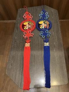伝統的な韓国の装飾オーナメント 赤青セット
