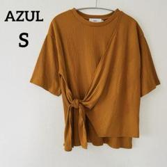 AZUL♡半袖　レイヤード風カットソー【S】ダークイエロー　リブ　ゆったりサイズ