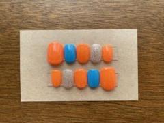 ネイルチップ　ビタミンカラー　オレンジ　青　ブルー　ゴールド　ラメ　推し活