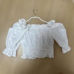 オフショルダー フリル袖 ホワイトトップス　しまむら