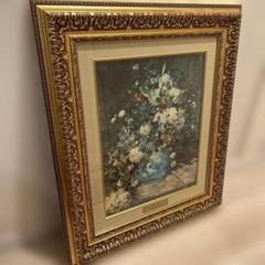 メルカリ  絵画　絵　額付 (黒) 油絵　F4-090516　花（梅） 絵画 インテリア 絵 額付 (黒) 油絵 F4-090516 花（梅） - メルカリ
