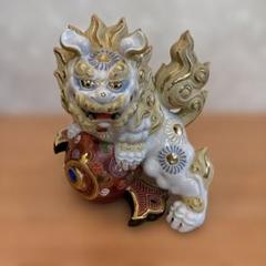 K767⭐︎九谷焼 迫力の特大サイズ 金蘭手 玉乗り獅子 高さ36センチ 魔除け 九谷焼・玉乗り獅子・魔除け・置物・インテリア・No.210529-85