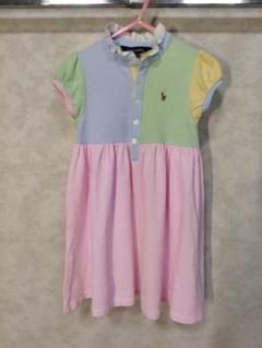 Ralph Lauren　綿カノコマルチカラー配色ベビーワンピース 3/3T