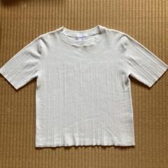 human o'man リブ編み 半袖トップス ホワイト