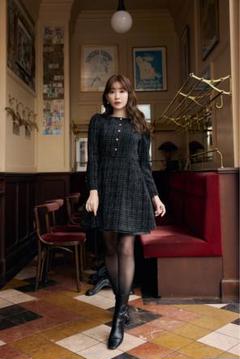 herlipto Mondrian Tweed Mini Dress black