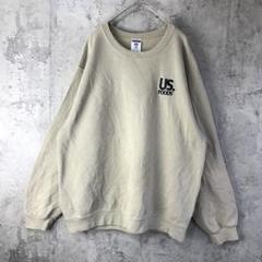Y1953古着　トレーナー　スウェット　ワンポイント　グレージュ　90s Y2K