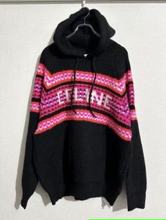 CELINE エンブロイダリーフードセーター　XLサイズ　ブラック CELINE エンブロイダリーフードセーターXLサイズブラック