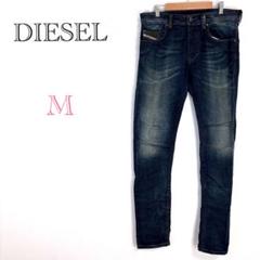 ＊ディーゼル【M】デニムジーンズ ダークブルー ロゴ入り ストレート シンプル