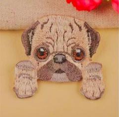 高品質　パグ　ワッペン　アップリケ　刺繍　アイロン　ハンドメイド資材　かわいい