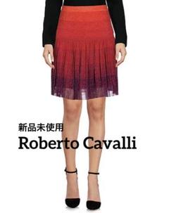 新品　roberto cavalli グラデーションラメニットプリーツスカート