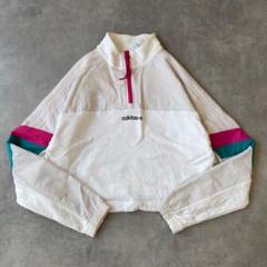 adidas アディダス スウェット 古着 ハーフジップ M 白 黒 12719 adidas アディダス スウェット 古着 ハーフジップ M 白 黒 12719