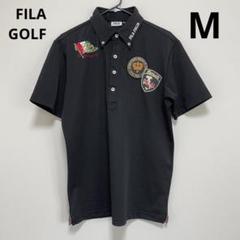 フィラゴルフ メンズ 半袖ポロシャツ M 黒 イタリア ワッペン 刺繍のサムネイル