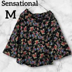 良品✨Sensational 【M】　フレアスカート 花柄　ミニスカート　黒色