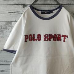 希少☆90s ラルフローレン ポロスポーツ 刺繍 センターロゴ リンガーT L