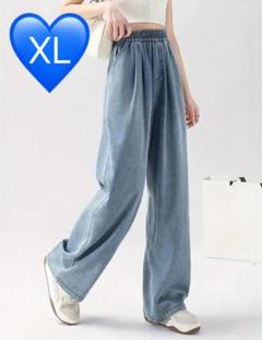 【デニム　XL】新品　ジーパン　ジーンズ　ワイドパンツ　ストレート　履きやすいのサムネイル