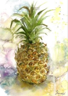 パイナップル絵画フルーツオリジナルアートキャンバス 20 × 30