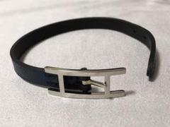 エルメス メンズ レザーブレスレット ビーアピ ネイビー 中古