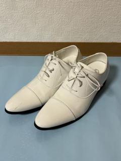 シークレットシューズ タキシード ウェディング 紳士靴 24.5cm ホワイトのサムネイル