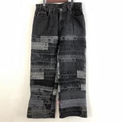3540 リメイク　再構築　ブラックデニム　パンツ　パッチワーク　黒
