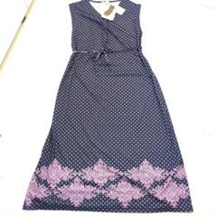 新品ネイビー花柄ノースリーブロングワンピース