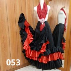 専用出品☆フラメンコ衣装ファルダとパニュエラ　白/黒コントラストファルダ フラメンコ衣装ファルダとパニュエラ(ボータイ) 赤黒ファルダ 3L
