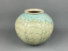 ♦京焼 陶芸家 藤平正文作 辰砂 唐物写し紋様 丸壺 置物 飾り 清水焼 骨董品 ♢京焼 陶芸家 藤平正文作 辰砂 唐物写し紋様 丸壺 置物 飾り
