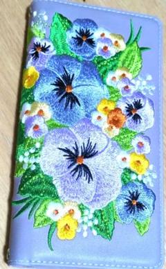 Libero 5G II ケース 手帳型適用花柄刺繍