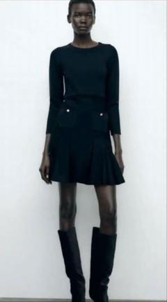 プリーツニットワンピース - 濃青 | ZARA Japan / 日本