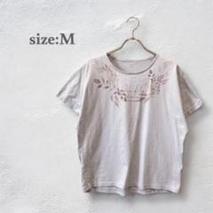 メッセージTシャツ　半袖シャツ　花柄カットソー　トップス　デザイン　M