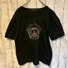 【Rudolph Valentino】Tシャツ Lサイズ ブラック ロゴ刺繍