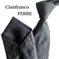 CianfrancoFERRE/ジャンフランコフェレ黒ドット柄 Fロゴ　ネクタイ