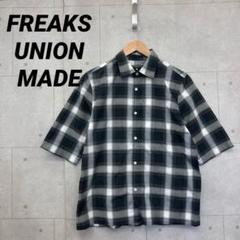 FREAKS UNION MADE シャツ メンズ M 白 黒 灰 チェック柄