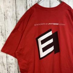 アメリカ古着ギルダン ロゴ バックプリントTシャツ レッド　綿100 2XL