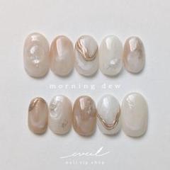 ネイルチップ　ニュアンスネイル　淡色　ホワイト　オレンジベージュ　ブラウン
