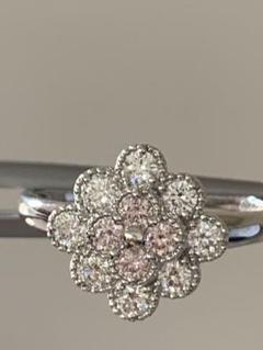 早い者勝ち❣️売り切り特価❣️PTピンクダイア入りリング 0.14ct 0.26
