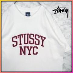 【STUSSY】00s'USA製 紺タグ　カレッジロゴ Tシャツ