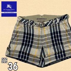 BURBERRY BLUE LABEL チェック柄 ショートパンツ リネン混36