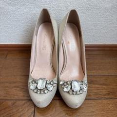 Emiriawiz ビジュー付きベージュハイヒール ゴールド M S 22.5