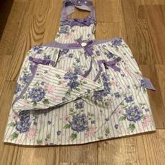 子供用エプロン 花柄 紫系
