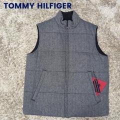美品トミーヒルフィガー ダウンベスト リバーシブル黒 グレー トミー ヒルフィガー TOMMY HILFIGER ダウンベスト （ネイビー