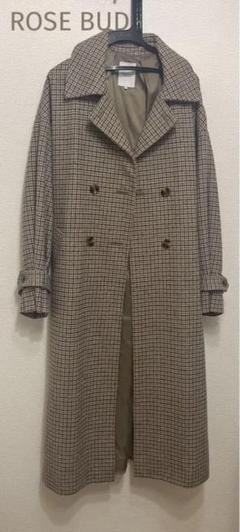 ROSE BUDレディース 千  チェスターコート ROSE BUD チェスターコート 千鳥柄 チェック柄 オーバーサイズ