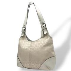 美品　コーチ　ショルダーバッグ　白　ミニシグネチャー　ワンショルダー　U13